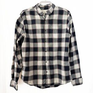 PX Clothing Men's Cotton Windowpane Button Down Long Sleeve Shirt
